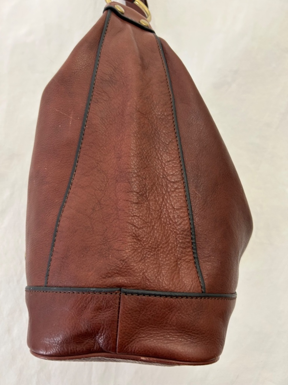 Fossil Maddox Leather Hobo Shoulder Bucket Bag Chocolate Brown - Picture 5 of 15